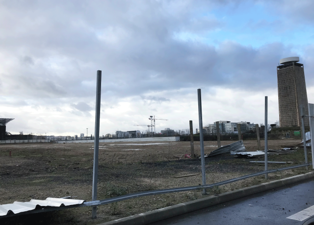 Photo des travaux d’aménagement urbains et routiers des échangeurs A1-A86 de Pleyel et de la Porte de Paris à Saint-Denis (93)